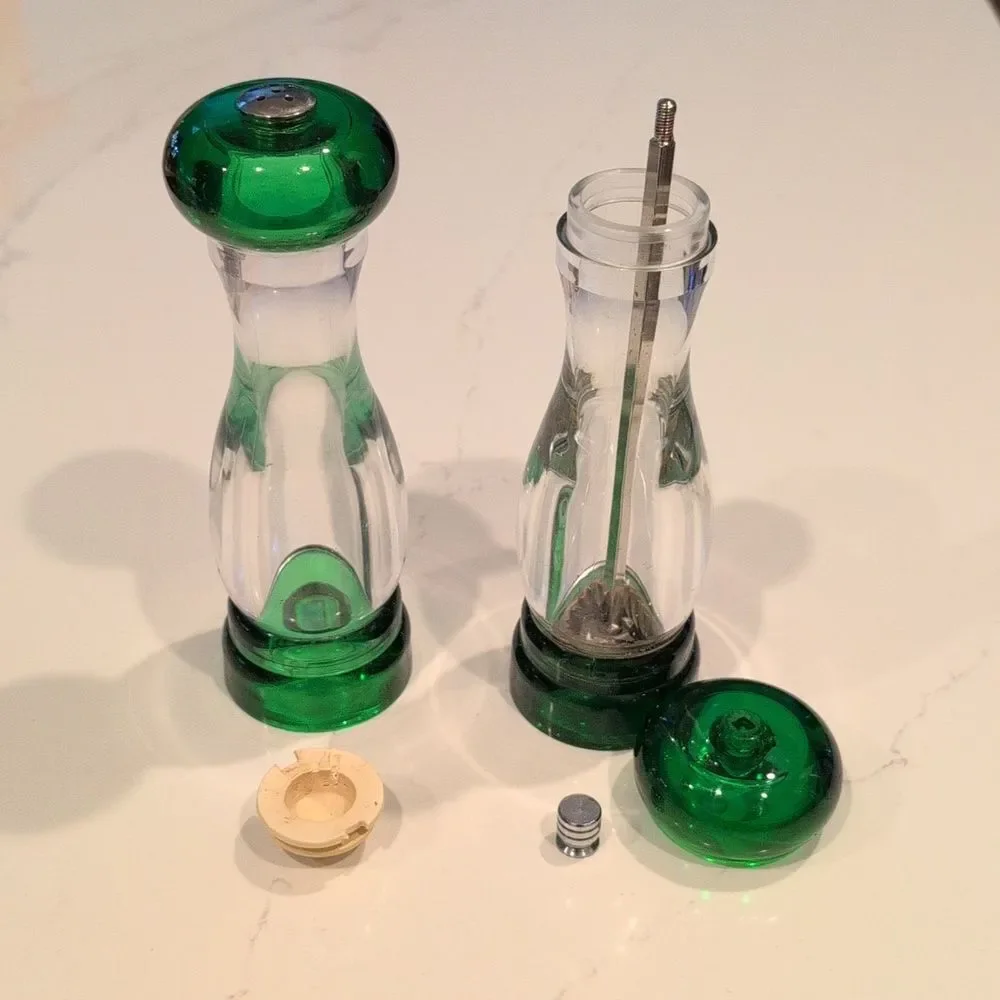 Olde Thompson Green Acrylic Salt and Pepper Grinder Set Made In USA